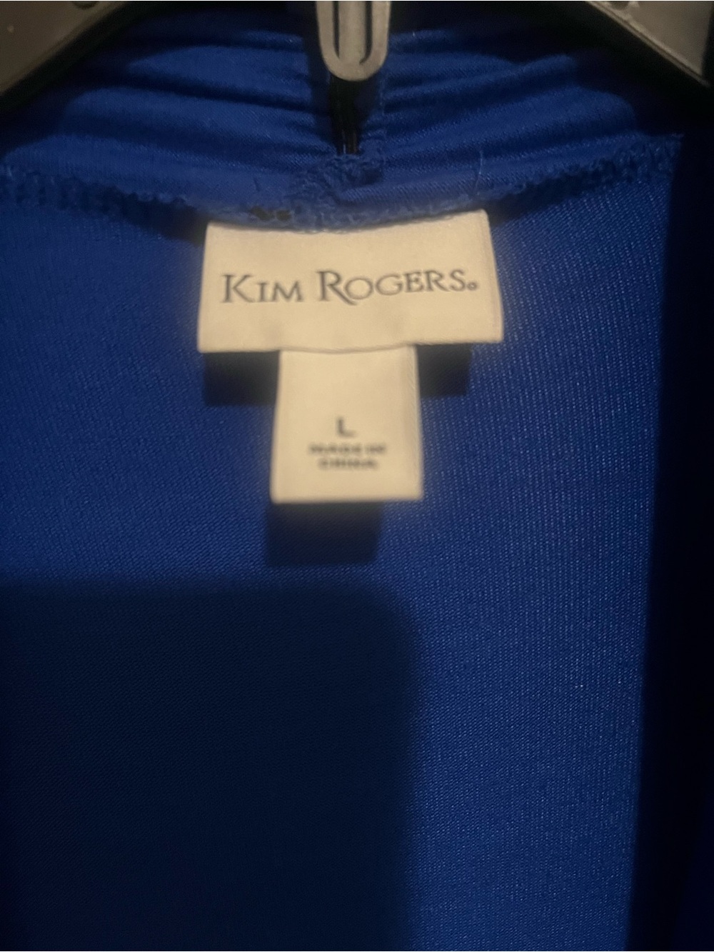 Kim Rogers Royal Blue Open Front Cardigan with Green Patterned Shell - Picture 3 of 5